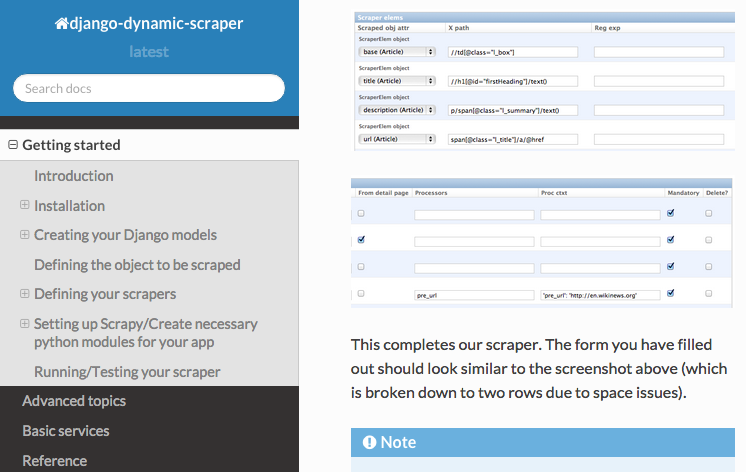 Screenshot - Django Dynamic Scraper - Admin Forms